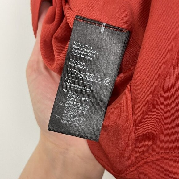 H&M Woman’s Geometric Front Pleated Sheath Dress 3/4 Sleeve Size 6 Red Black - Picture 6 of 7